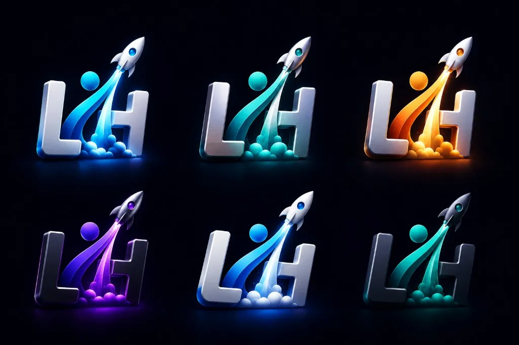3D-Logo in sechs verschiedenen Farbwelten